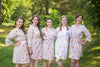Champagne Falling Daisies pattered Robes for bridesmaids | Getting Ready Bridal Robes