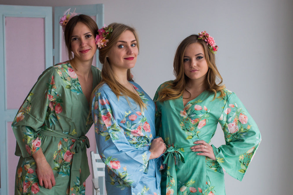 Grayed Jade, Sage and Dusty Blue Wedding Color Robes- Premium Rayon Collection 