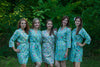 Light Blue Happy Flowers pattered Robes for bridesmaids | Getting Ready Bridal Robes