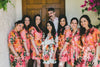  Large Floral Blossom Bridesmaids Robes in Coral