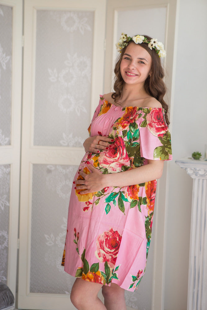 Mommies in Pink Floral Shift Dresses