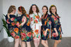 Navy Blue Large Floral Blossom Robes for bridesmaids | Getting Ready Bridal Robes