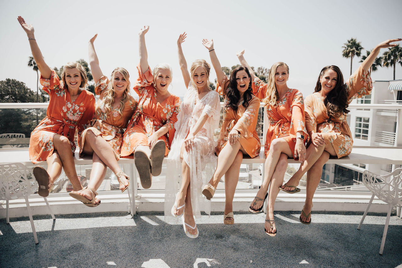 Metallic Wedding Color Palette - Rust and Copper Bridesmaids Robes Set ...