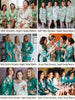 Shades of Green Wedding Color Palette - Soft Mint, Grayed Jade and Dark Green Set of Bridesmaids Robes