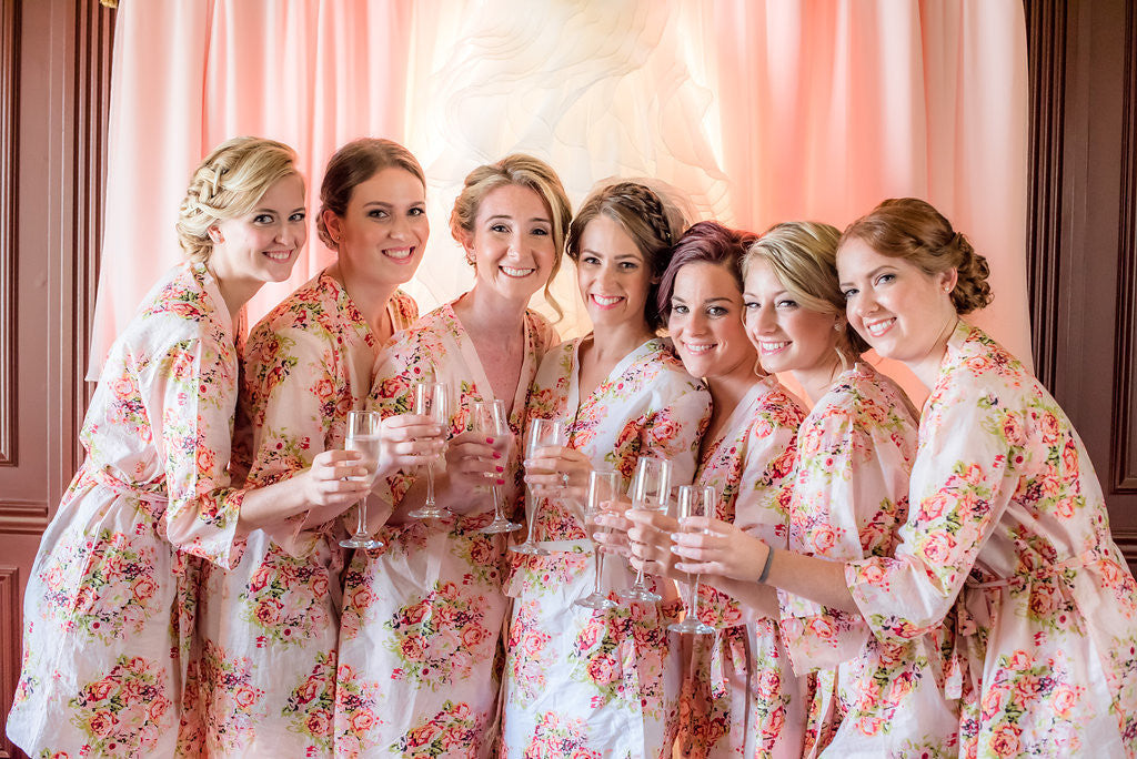 Pink Floral Posy Bridesmaids Robes