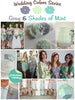 Gray and Shades of Mint Wedding Color Palette