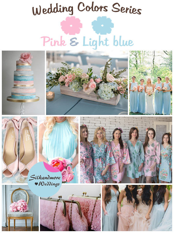 Pink and Light Blue Wedding Color Palette robesbysilkandmore Pink and Light Blue Wedding Color Palette robesbysilkandmore