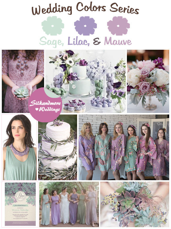 Sage, Lilac and Mauve Wedding Color Palette robesbysilkandmore Sage, Lilac and Mauve Wedding Color Palette robesbysilkandmore