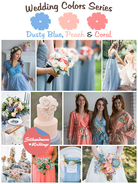 blue and peach bridesmaid dresses Wedding Colors: Navy Blue and Peach
