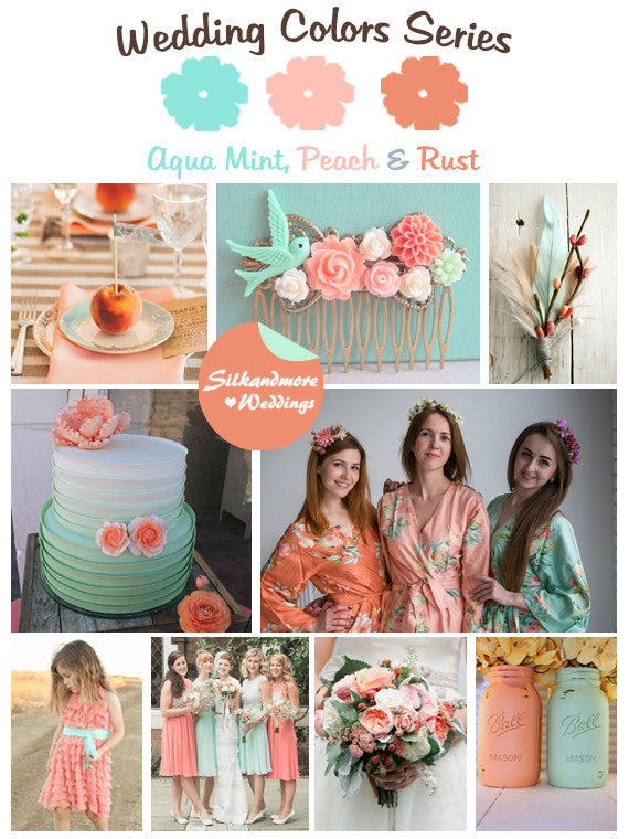 Aqua Mint, Peach and Rust Wedding Color Palette