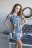 Notched Collar Style Pj Sets in Dusty Blue a rumor among fairies Pattern 