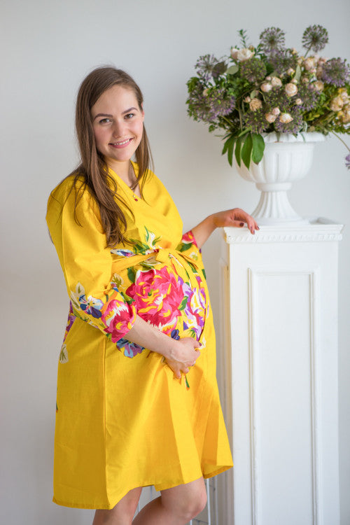 Mommies in Bright Yellow Floral Robes