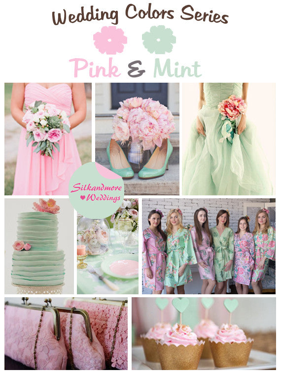Pink and Mint Wedding Color Palette robesbysilkandmore Pink and Mint Wedding Color Palette robesbysilkandmore
