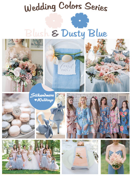 Blush and Dusty Blue Wedding Colors Palette robesbysilkandmore