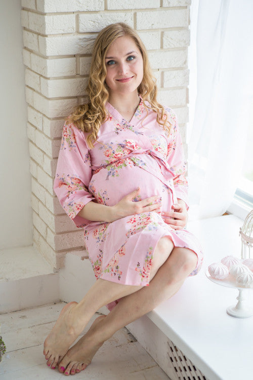 Mommies in Baby Pink Floral Robes