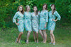 Light Blue Happy Flowers pattered Robes for bridesmaids | Getting Ready Bridal Robes