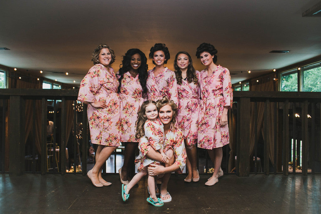 Pink Floral Posy Bridesmaids Robes