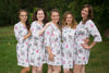 White Pink Teal Romantic Floral pattered Robes for bridesmaids | Getting Ready Bridal Robes