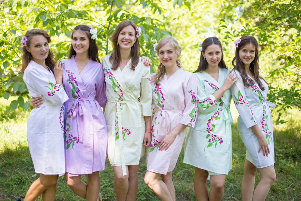 Mismatched Climbing Vines Robes in soft tones – robesbysilkandmore