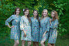 Gray Happy Flowers pattered Robes for bridesmaids | Getting Ready Bridal Robes