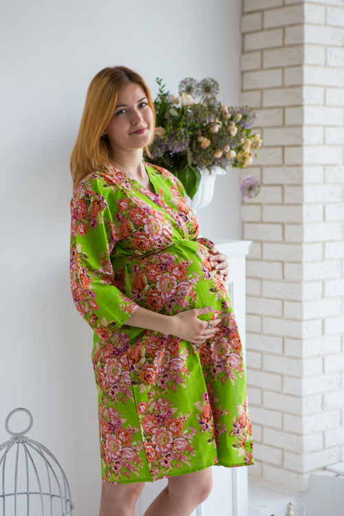 Mommies in Green Floral Robes