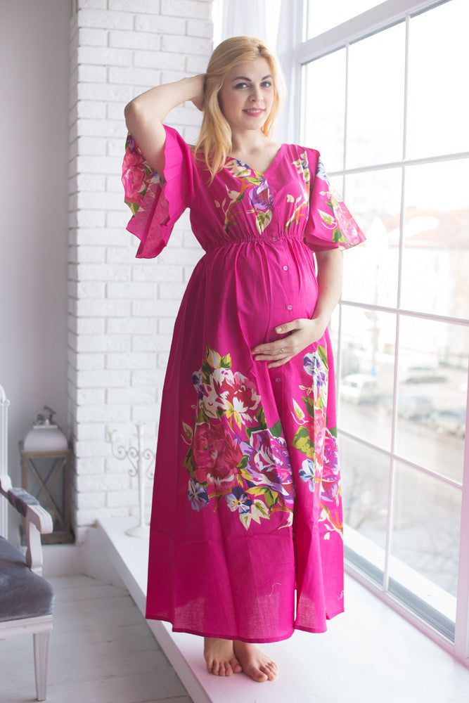 Mommies in Magenta Maternity Caftans