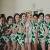 Bridesmaids Pjs in Fun Tropics Pattern - Short Sleeved Notched Collar Style