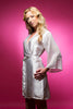 White Luxurious Silk Robe with Silk Chiffon Devore Sleeves