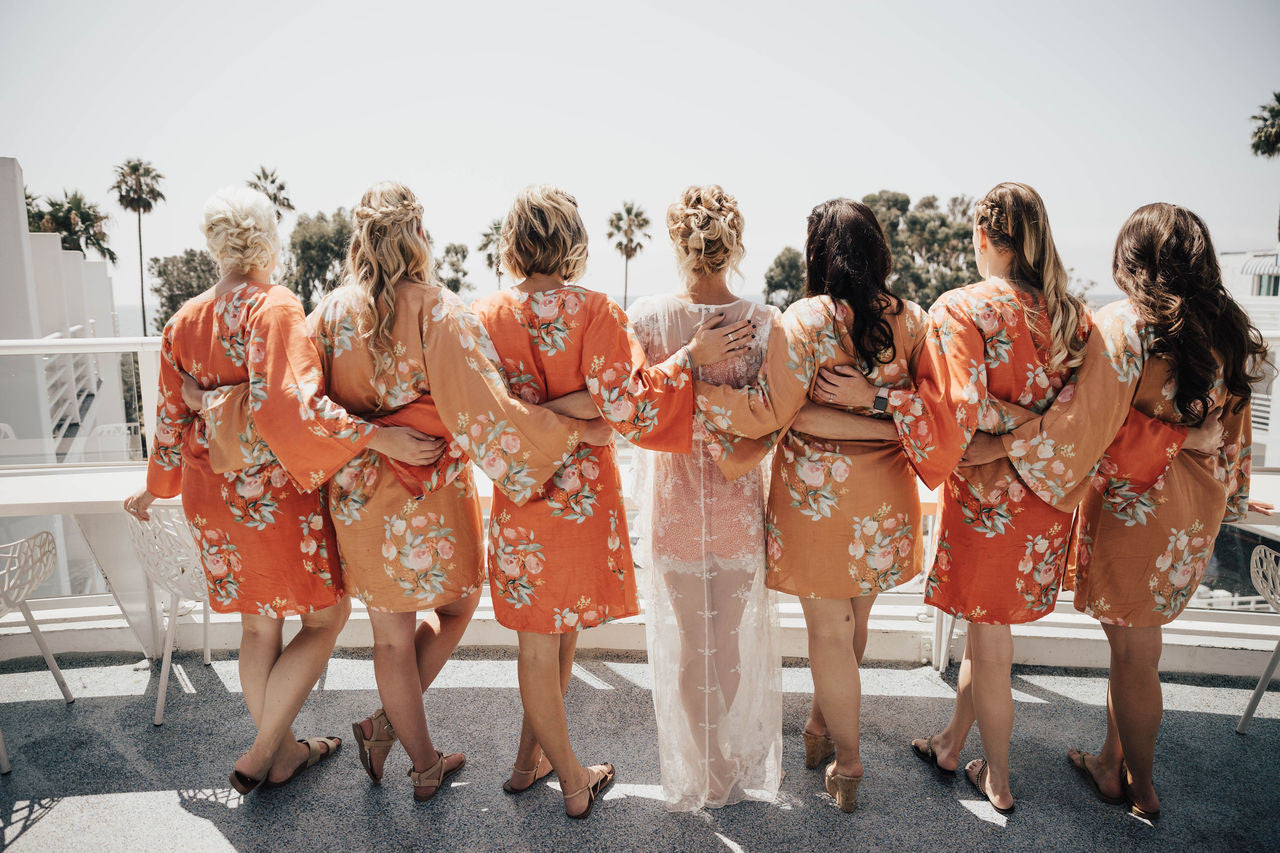 Metallic Wedding Color Palette - Rust and Copper Bridesmaids Robes Set