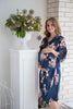 Mommies in Navy Blue Floral Robes