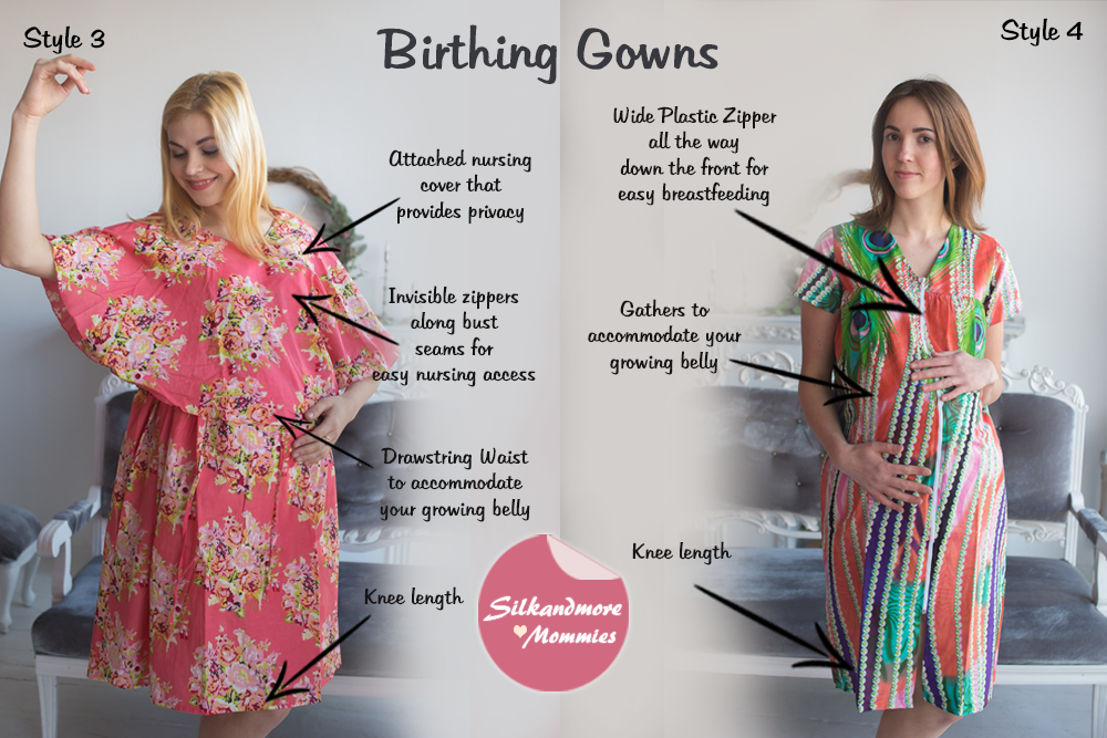 Coral Floral Birthing Gowns
