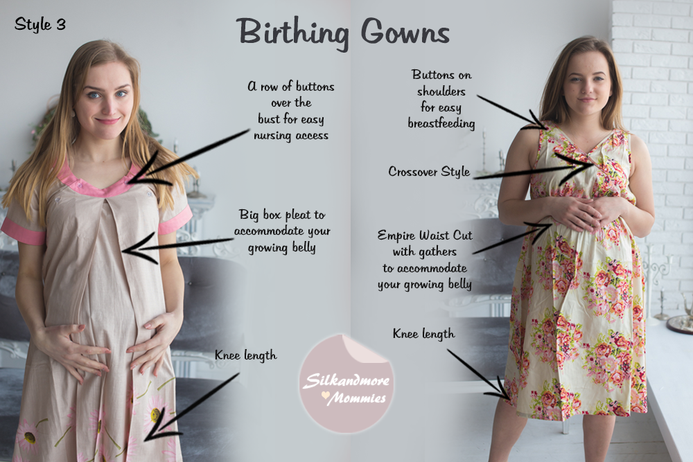 Cream Floral Birthing Gowns