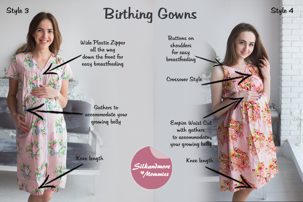 Soft Pink Floral Birthing Gowns 