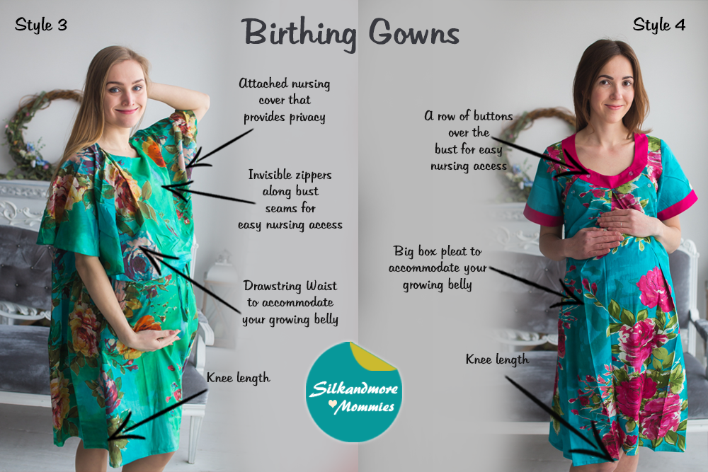  Teal Floral Birthing Gowns