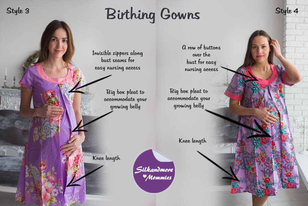 Lavender Floral Birthing Gowns