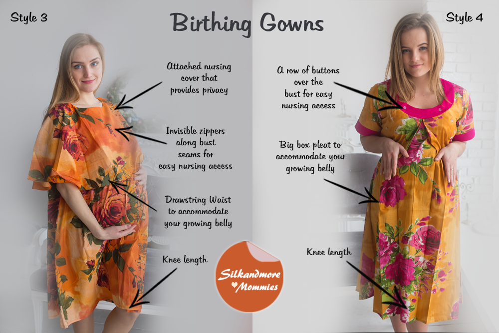 Mustard Floral Birthing Gowns 