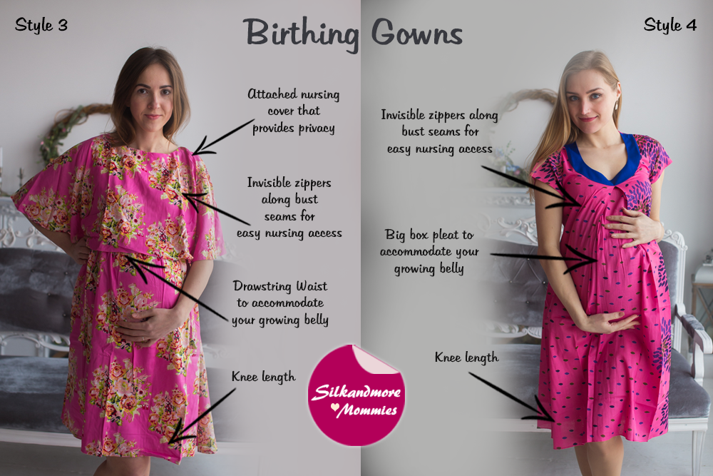 Fuschia Floral Birthing Gowns