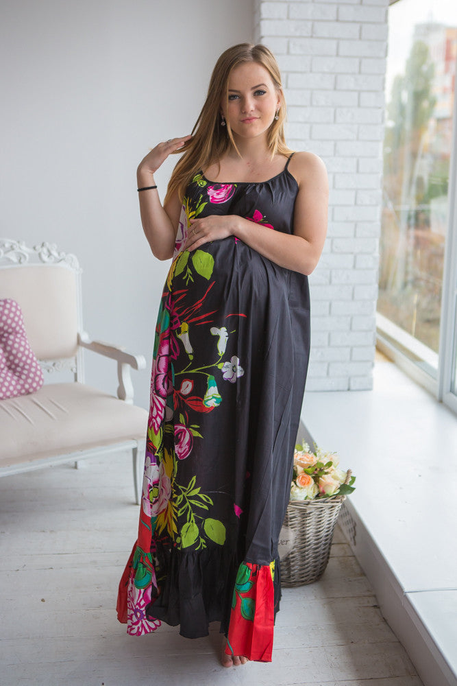 Mommies in Black Floral Night Gowns