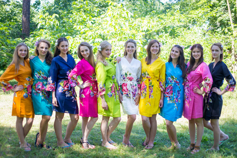 Mismatched One Long Flower Robes in bright tones