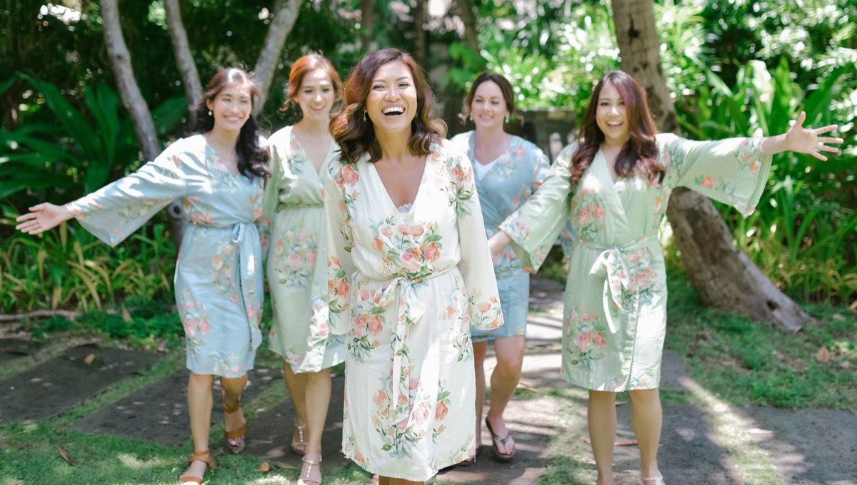 Mismatched Bridesmaids Robes Set- Dusty Blue and Sage Dreamy Angel Song Robes