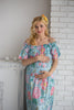 Mommies in Light Blue Floral Maxi Dresses