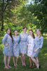 Gray Falling Daisies pattered Robes for bridesmaids | Getting Ready Bridal Robes