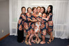 Navy Blue Rosy Red Posy Bridesmaids Robes