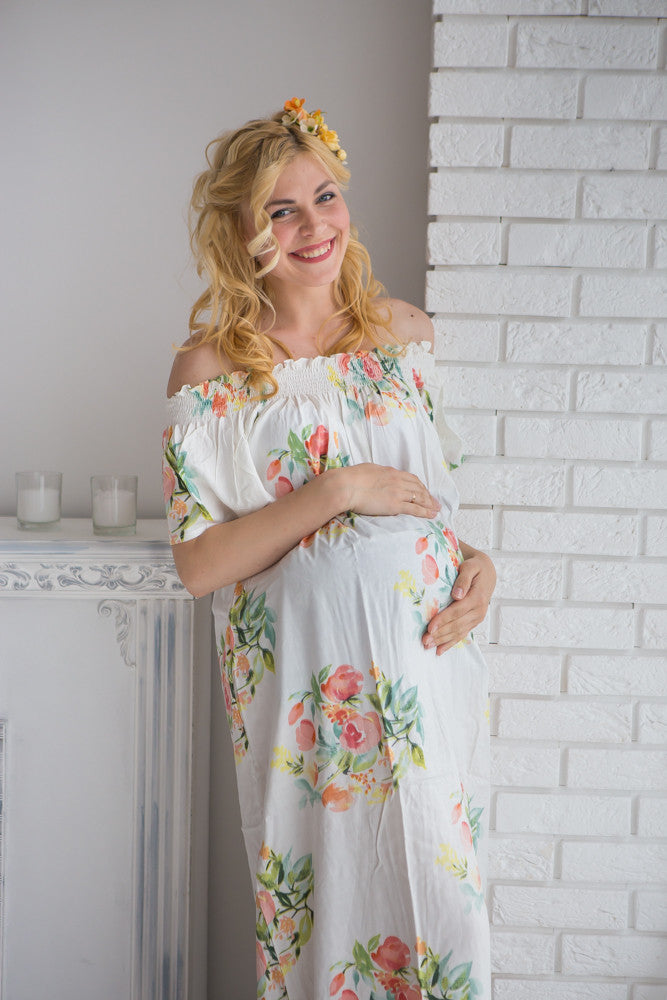  Mommies in White Floral Maxi Dresses
