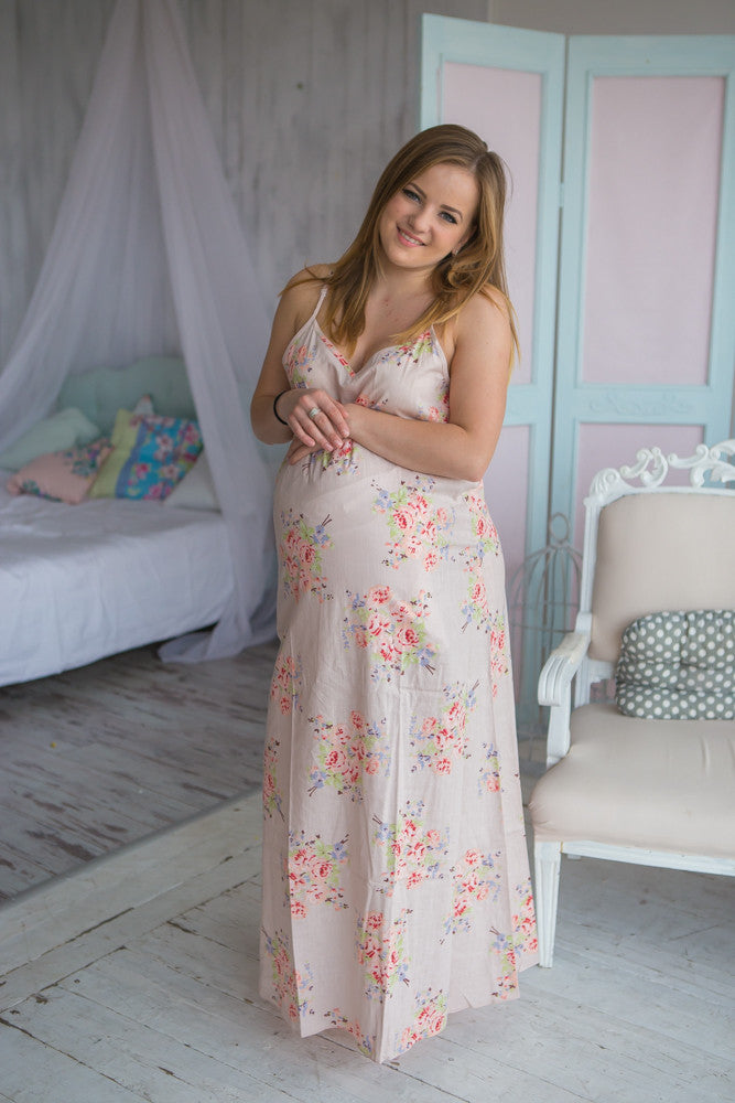Mommies in Ivory Floral Night Gowns