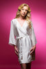White Luxurious Silk Robe with Silk Chiffon Devore Sleeves