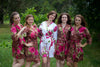 Brown Large Fuchsia Floral Blossoms Robes for bridesmaids | Getting Ready Bridal Robes