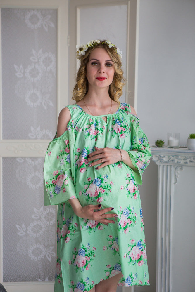 Mommies in Mint Floral Shift Dresses