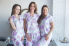 Notched Collar Style Pj Sets in White Lilac Blushing Flowers Pattern