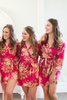 Magenta Rosy Red Posy Robes for bridesmaids